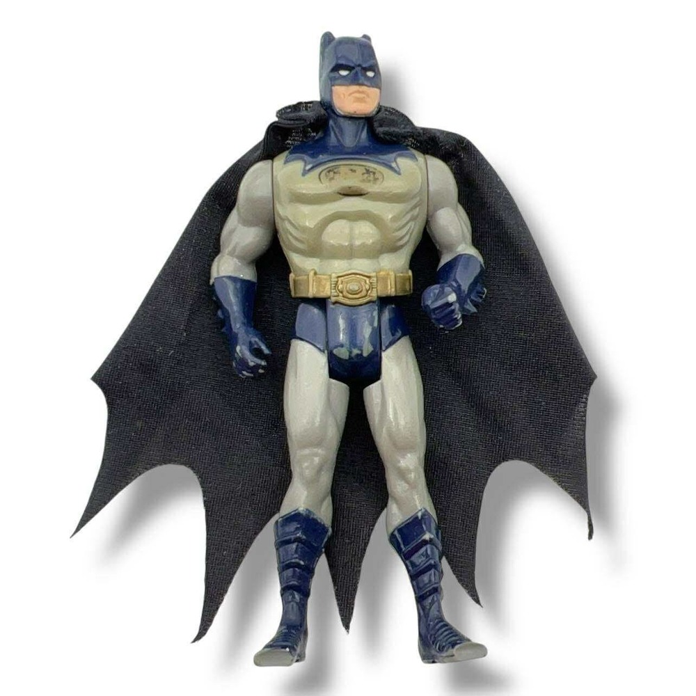 DC Comics Batman Action Figure Vintage 1990s Gray Blue Suit Cloth Cape